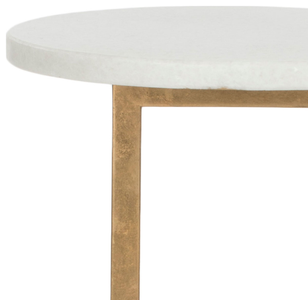 Sydney Silverleaf Accent Table Gold/White   Contemporary   Side Tables And End Tables   by Peachtree Fine Furniture  Houzz