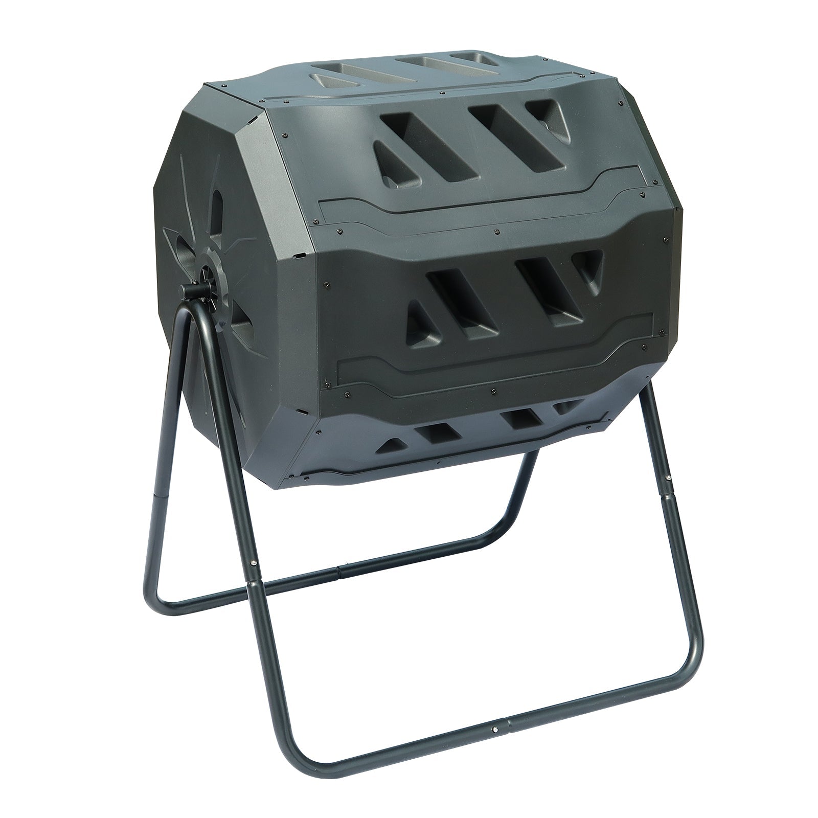 42 Gallon Large Outdoor Dual Chamber Compost Bin, Garden Patio Rotary Composter