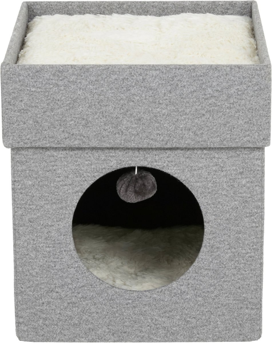 Frisco Single Cube Stackable and Collapsible Cat Condo， Gray