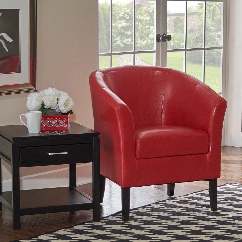 Linon Andrew Barrel Club Chair Hot Red Upholstery