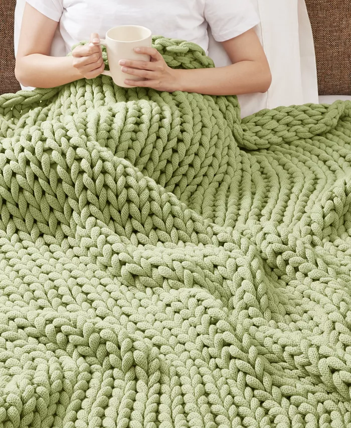 Madison Park Chunky-Knit Handmade Throw， 50