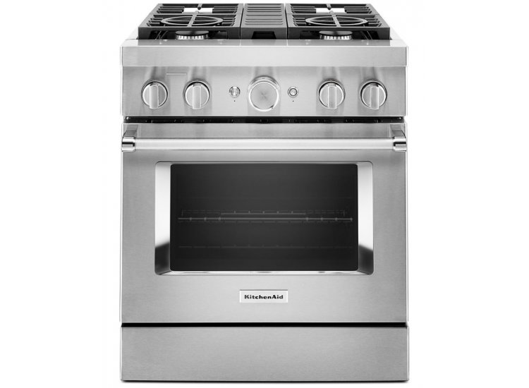 KitchenAid 30'' Stainless Steel Smart Commercial-Style Dual Fuel Range With 4 Burners