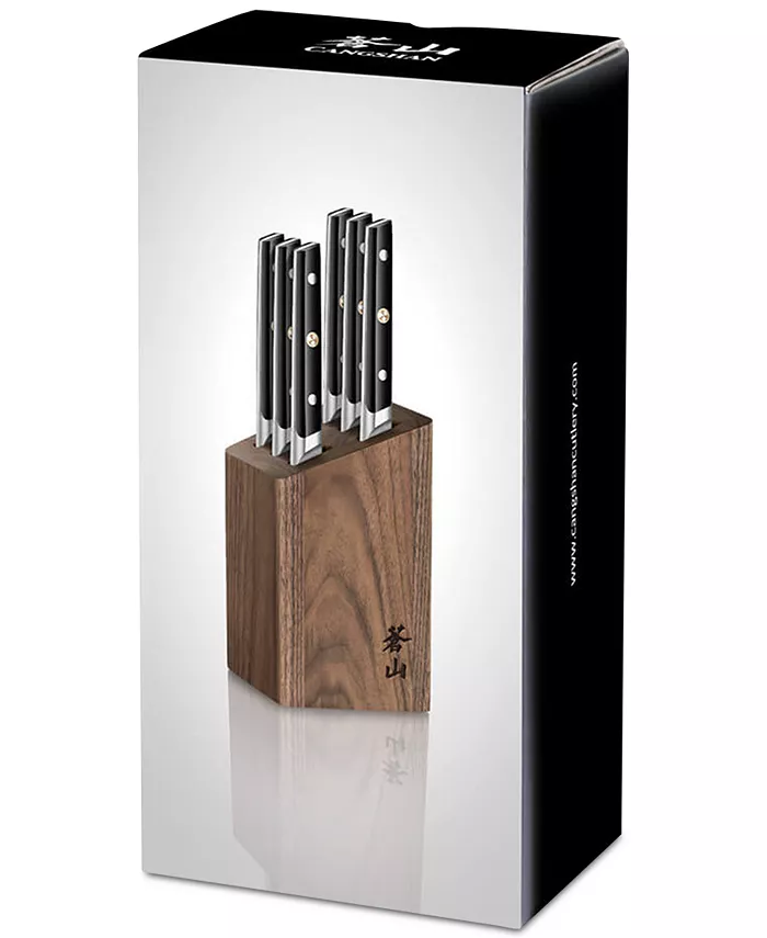 Cangshan TC Series 6-Pc. Steak Knife Set and Walnut Block