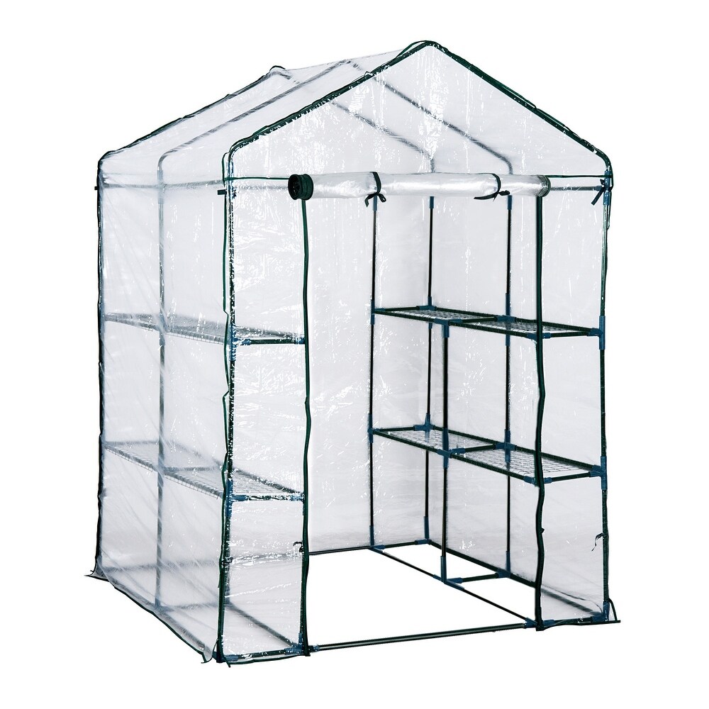 Outsunny PE Cover/ Steel Frame Outdoor Greenhouse Kit with 8 Shelves