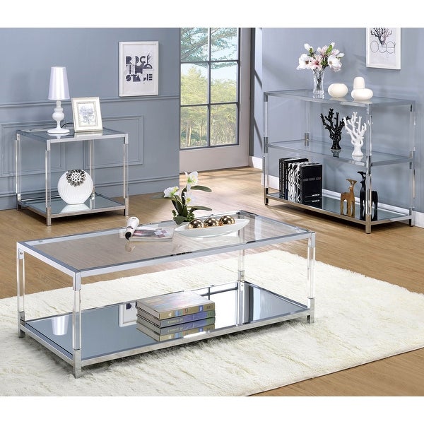 Furniture of America Fald Contemporary Chrome 24-inch 1-shelf Side Table