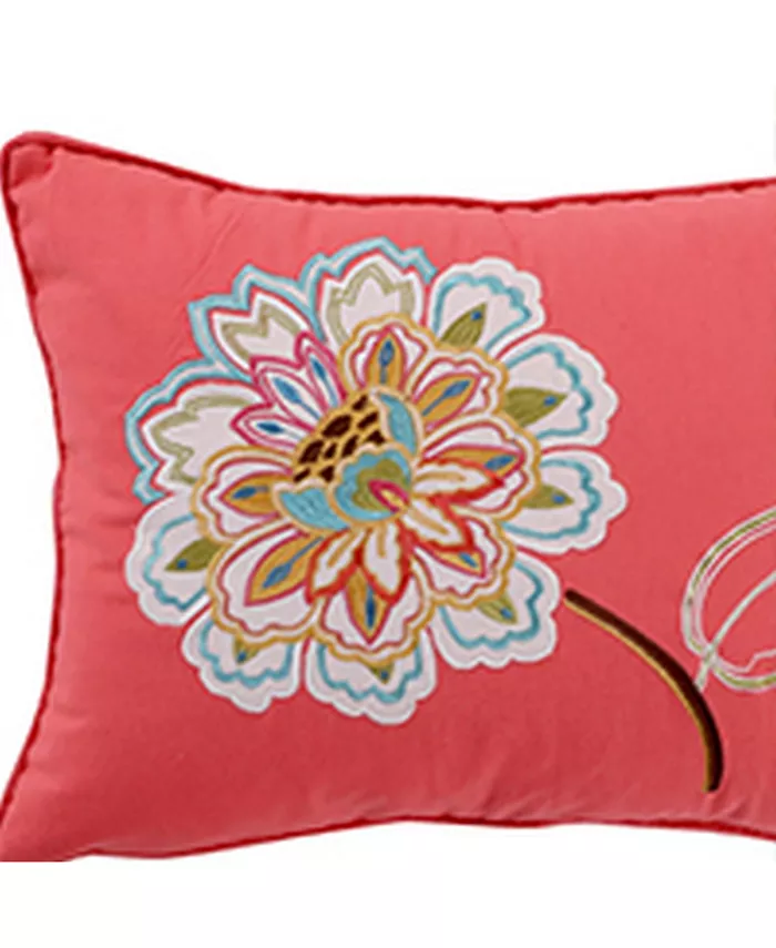 Levtex Sophia Applique Flower Embroidered Decorative Pillow， 14