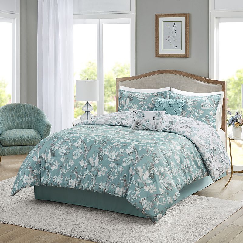 Madison Park Jeanie 6-Piece Floral Comforter Set With Throw Pillows