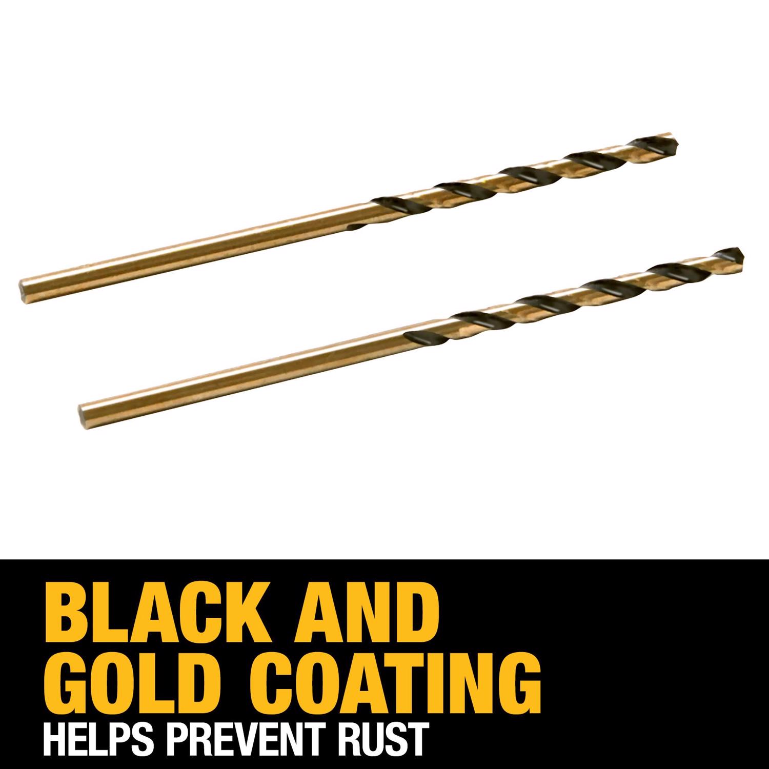 DW Black \u0026 Gold 5/64 in. X 2.25 in. L High Speed Steel Drill Bit 2 pc