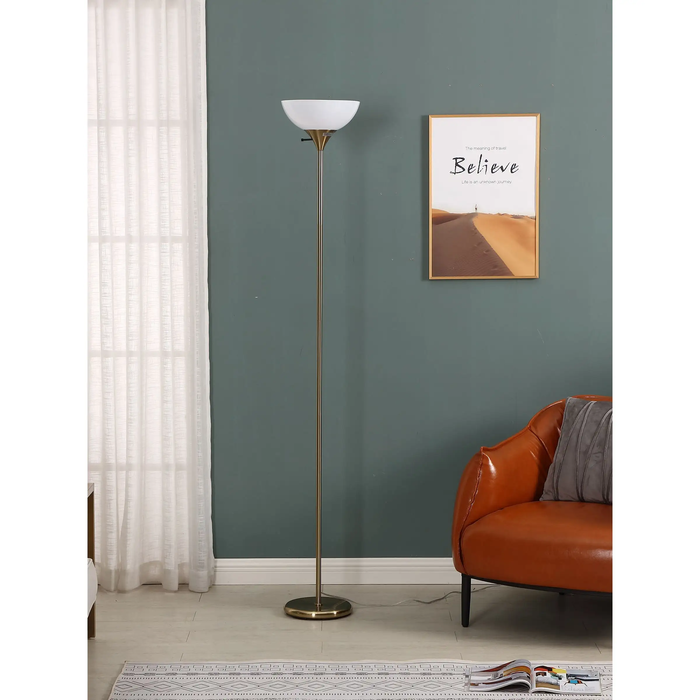 Brightech Sky Dome LED Floor Lamp - Brass