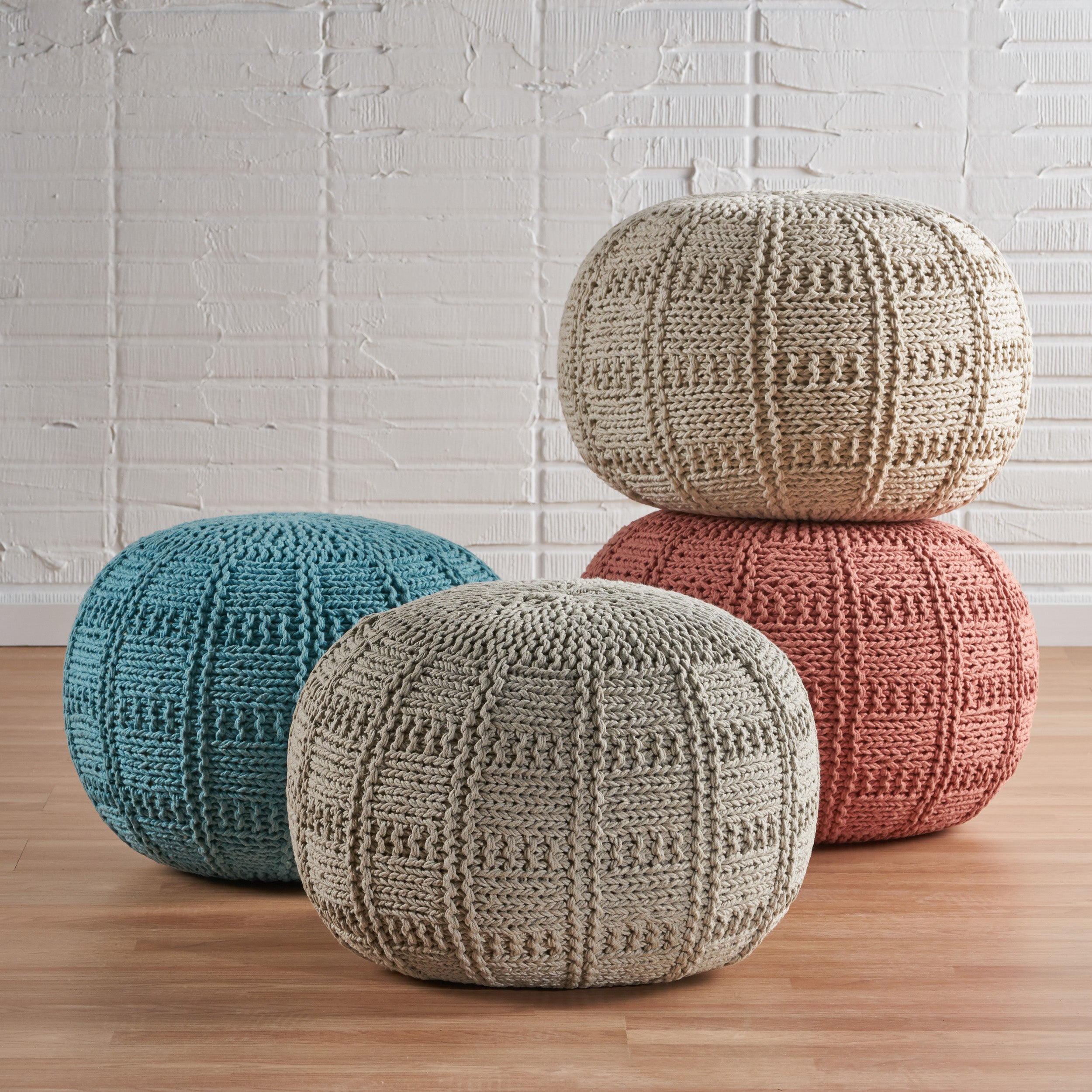 Valentine Handcrafted Modern Fabric Pouf