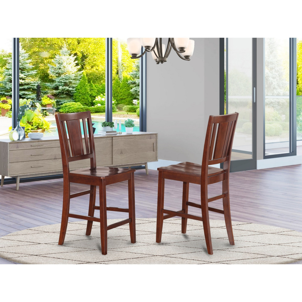 Set of 2 BUS MAH W Buckland Counter Height Dining room Chairin Mahogany Finish   Transitional   Dining Chairs   by Kolibri Decor  Houzz