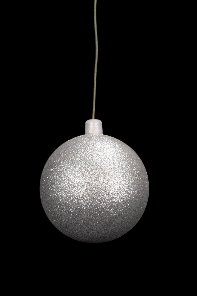 80Mm 3 quotSilver Glitter Ball Ornament With Wire   Contemporary   Christmas Ornaments   by Queens of Christmas  Houzz