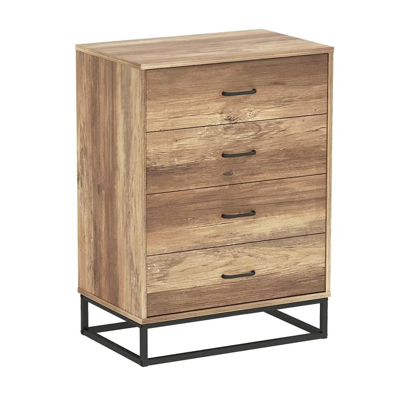 Year Color 4 Drawer Wood Storage Dresser with Easy Pull Handle and Metal Frame for Bedroom， Living Room， Hallway， and Office