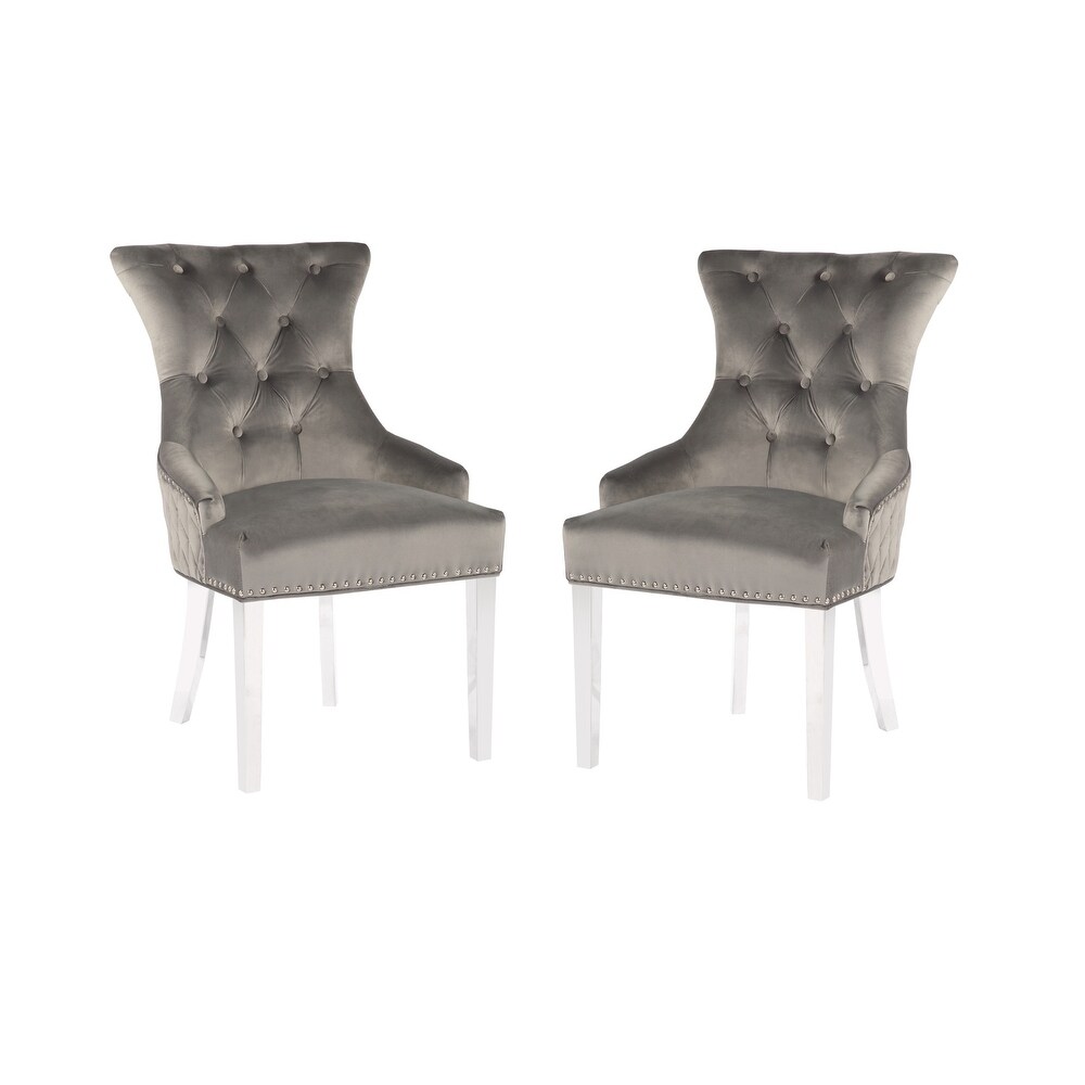 Champagne Diamond Tufted Back Dining Chair (Set of 2)   39\