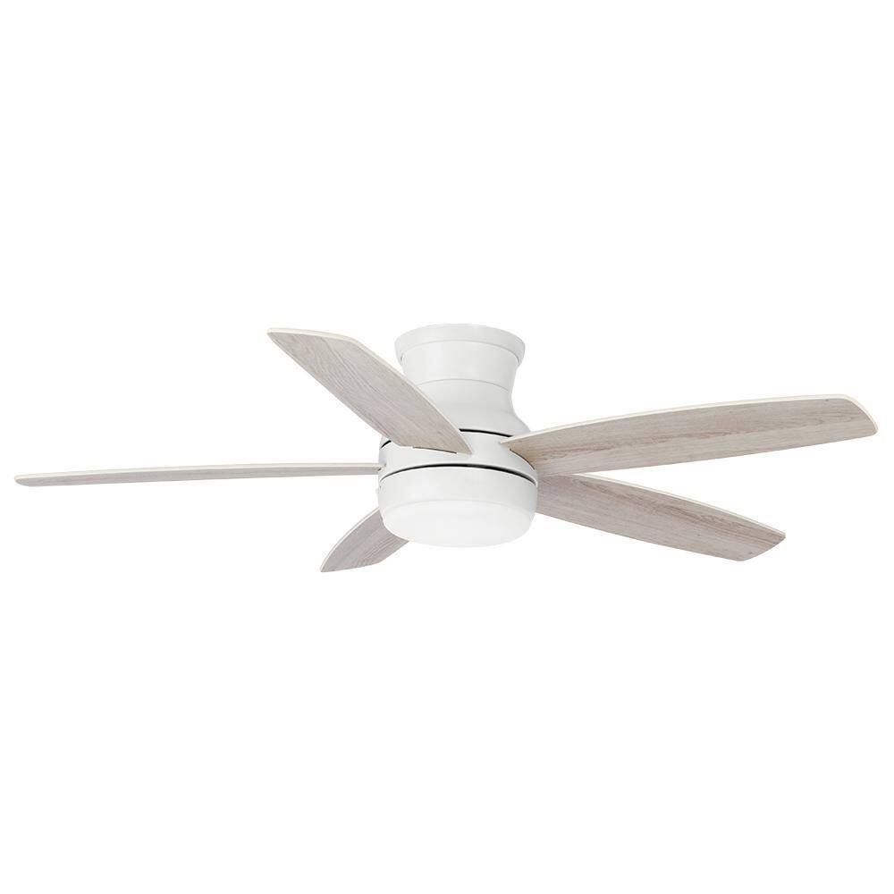 Hampton Bay Ashby Park 52 in. White Color Changing Integrated LED Matte White Indoor Ceiling Fan with Light Kit and Remote Control 59258