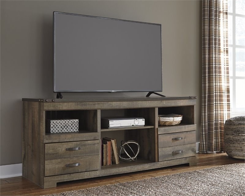 Ashley Furniture Trinell 63 quotquotTV Stand in Brown   Transitional   Entertainment Centers And Tv Stands   by GwG Outlet  Houzz