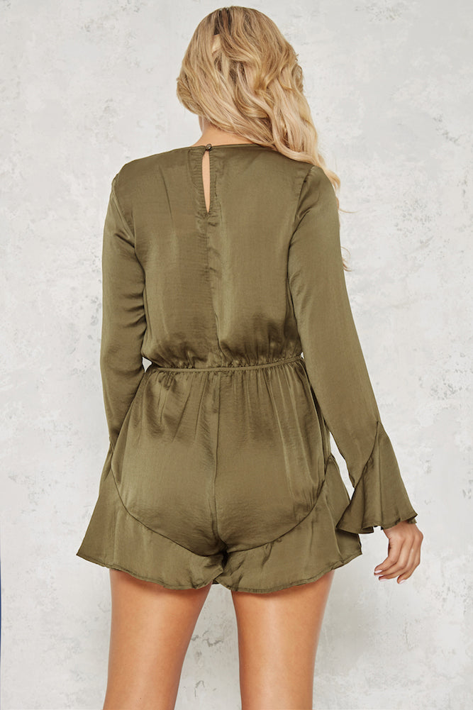 Little Boxes Romper Khaki