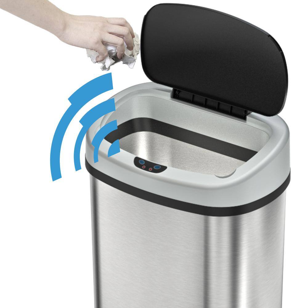 SensorCan 13 Gal. Oval Stainless Steel Automatic Sensor Kitchen Trash Can with Power Adapter OSC13SBSAC