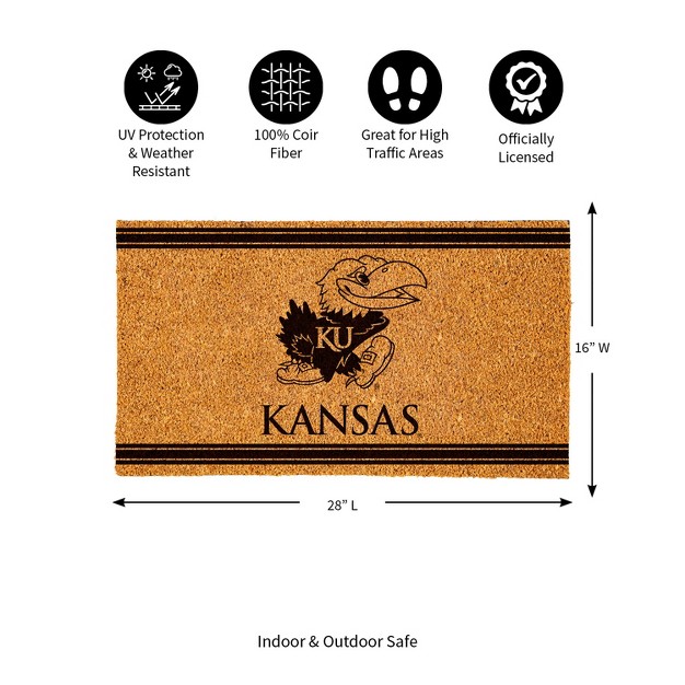 Evergreen University Of Kansas Logo Turf Mat Brown 28 X 16 Inches Indoor Outdoor Doormat