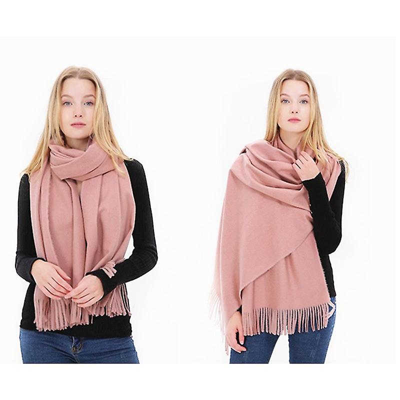 Women's Scarf Winter Warm Long Thickened Pure Shawl Pink