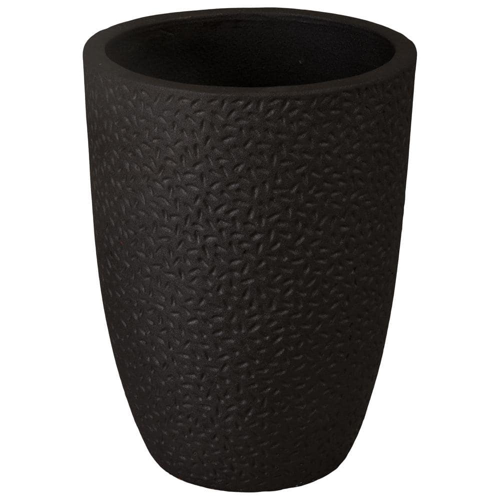 Emissary 19 in. L x 25.5 in. H Matte Black Ceramic Round Planter with High-fire Treatment 05344MB-4