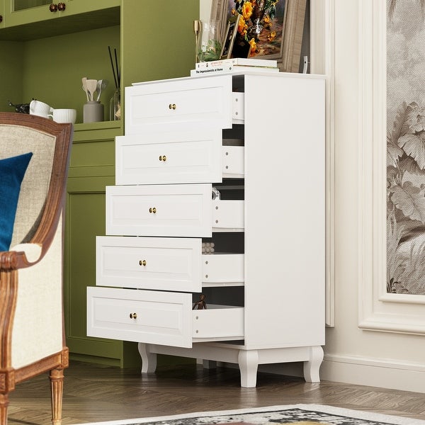 Side Tatble 5 Drawer Dresser Drawer Chest Tall Storage Cabinet - - 36594944