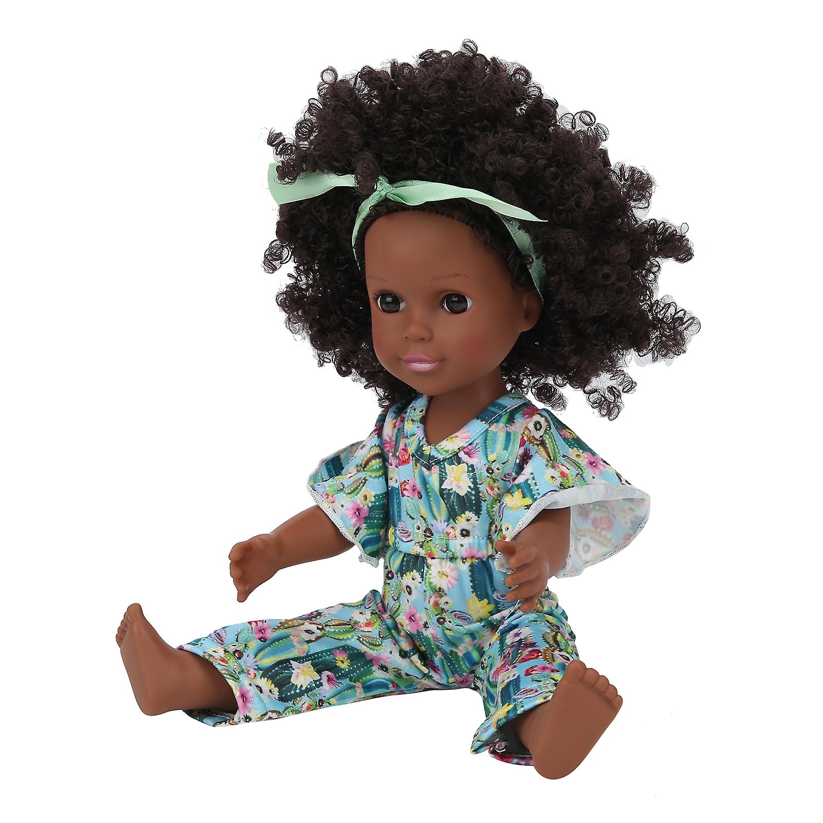 Black Skin Curly Hair Simulation African Girl Baby Doll Kid Role Play Doll Toy Giftq14113 Colorful Clothes