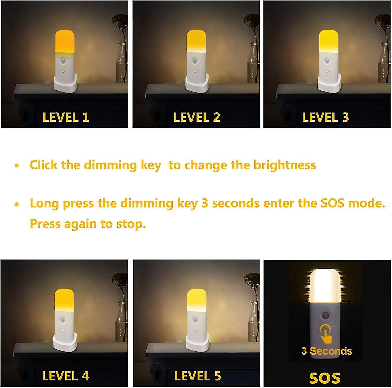 Kids Night Light， Motion Sensor Lamp， Adjustable Brightness， Portable， Rechargeable， For Bedroom