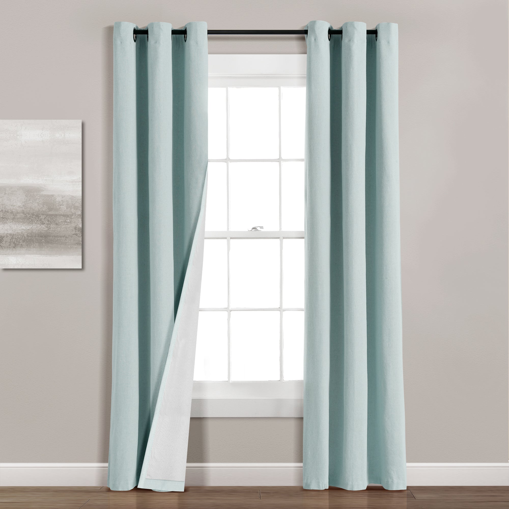 Insulated Grommet Blackout Faux Linen Window Curtain Panel