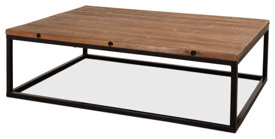 Brick Maker  x27s Boards Coffee Table Reclaimed Wood Top   Industrial   Coffee Tables   by Sideboards and Things  Houzz