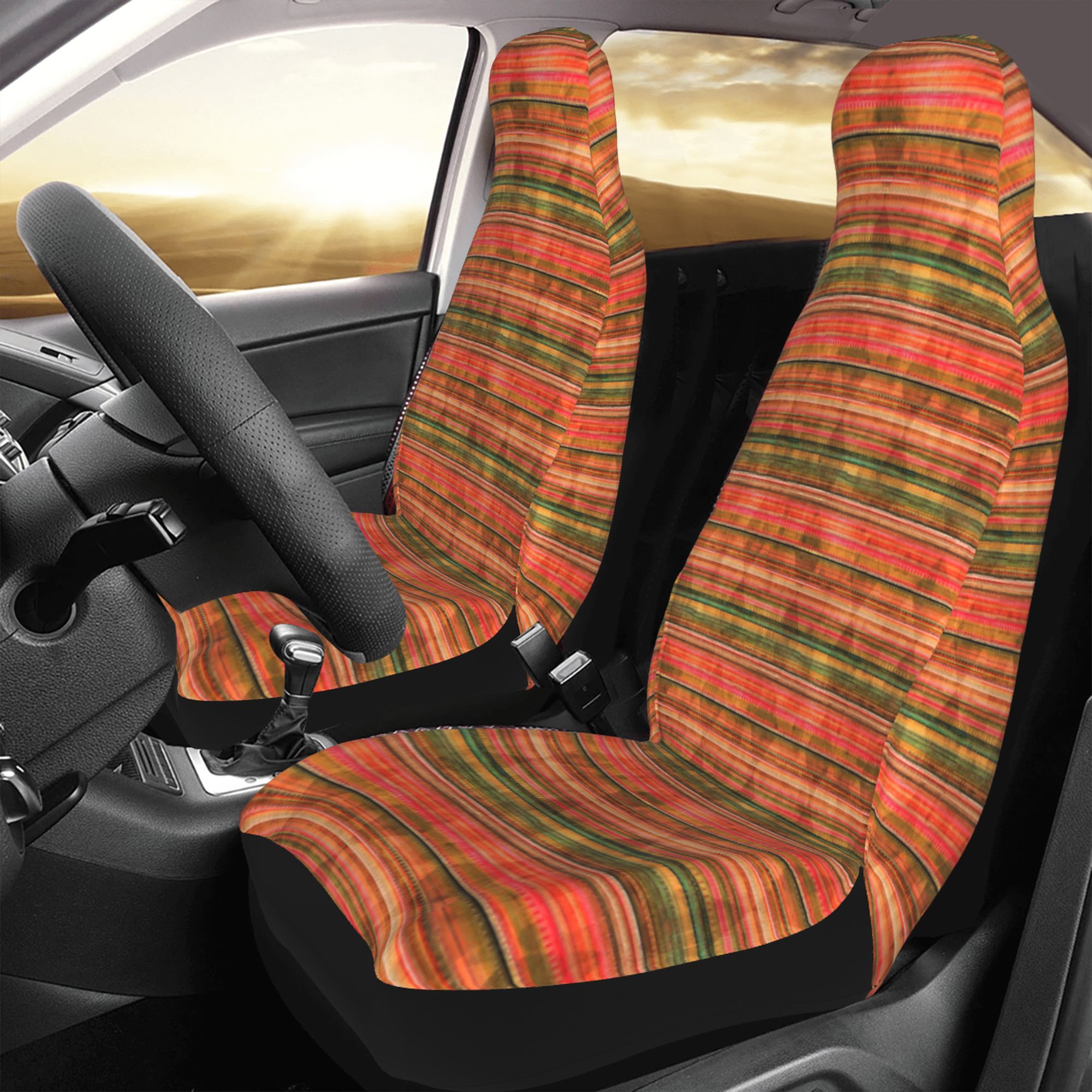 ZICANCN Car Seat Cover Red Vintage Stripes Car Front Seat Covers Protectors ， Automotive Seat Covers for Cars Trucks Suv