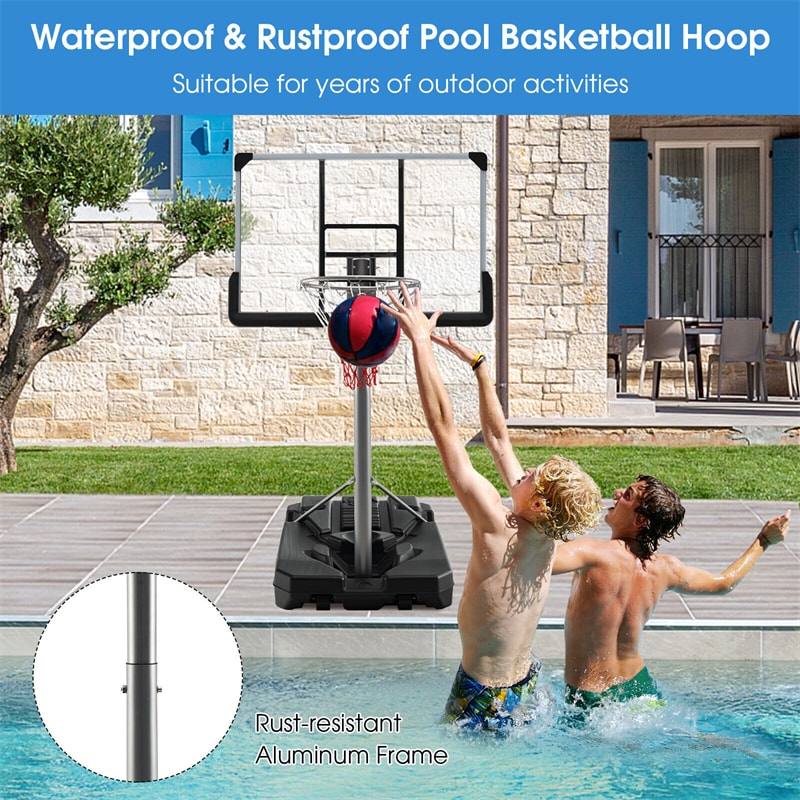 Portable Outdoor Basketball Hoop 64’’-79’’ Adjustable Poolside Basketball Goal System with 44