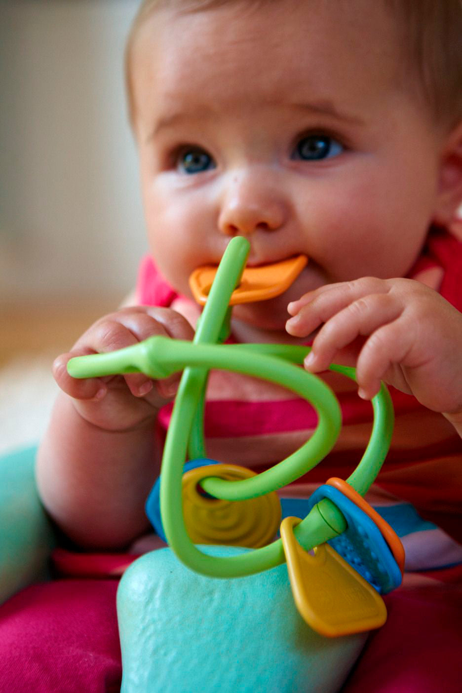 Green Toys Twist Teether - Baby toy with charms for infant development