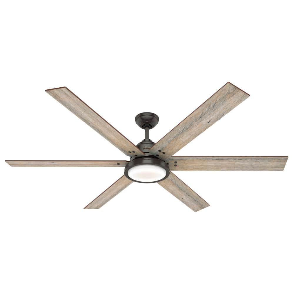 Hunter Warrant 70 in LED Indoor Noble Bronze Ceiling Fan with Light and Wall Switch