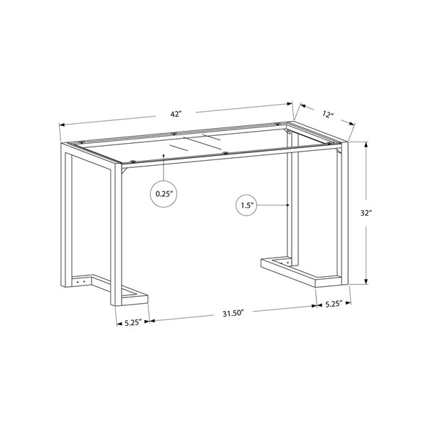 Accent Table， Console， Entryway， Narrow， Sofa， Living Room， Bedroom， Metal， Tempered Glass， Clear， Contemporary， Modern