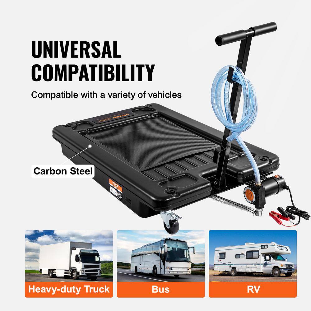 VEVOR 17 Gal. Oil Drain Pan with 180 Watt Electric Pump Low Profile Oil Drain Pan with 8.2 ft. Hose and Folding Handle for RVs DDQCPYPH17GALF6XAV9