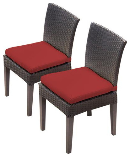 2 Barbados Armless Dining Chairs  Terracotta   Tropical   Outdoor Dining Chairs   by TKClassics  Houzz