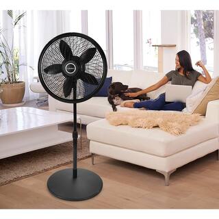 Lasko 18 in. 3 Speeds Cyclone Pedestal Fan in Black with Adjustable Height Oscillating 1823