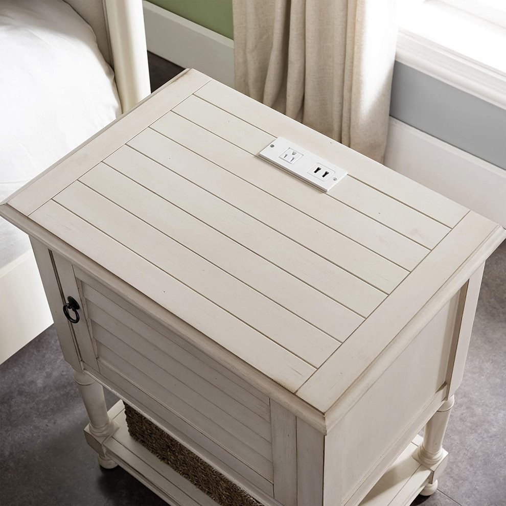 French Country Nightstand  Louvered Cabinet Door  ampCharging Station   Transitional   Bookcases   by Decorn  Houzz