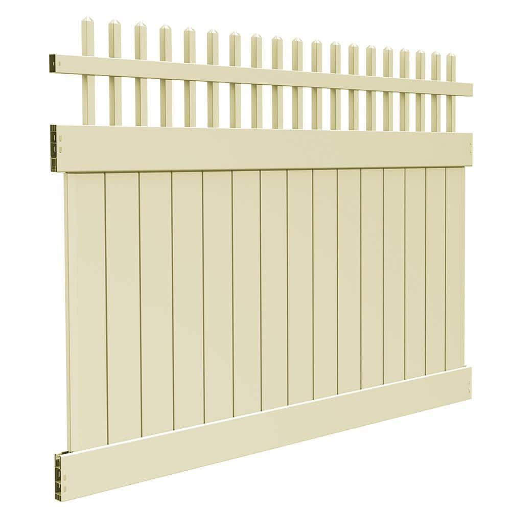 Barrette Outdoor Living Carson 6 ft. x 8 ft. Sand Vinyl Open Picket Top Fence Panel 73040132