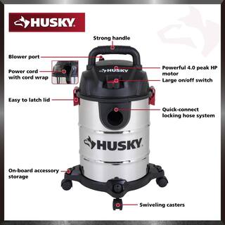 Husky 6 Gal. Stainless Steel WetDry Vac with Filter Hose and Accessories