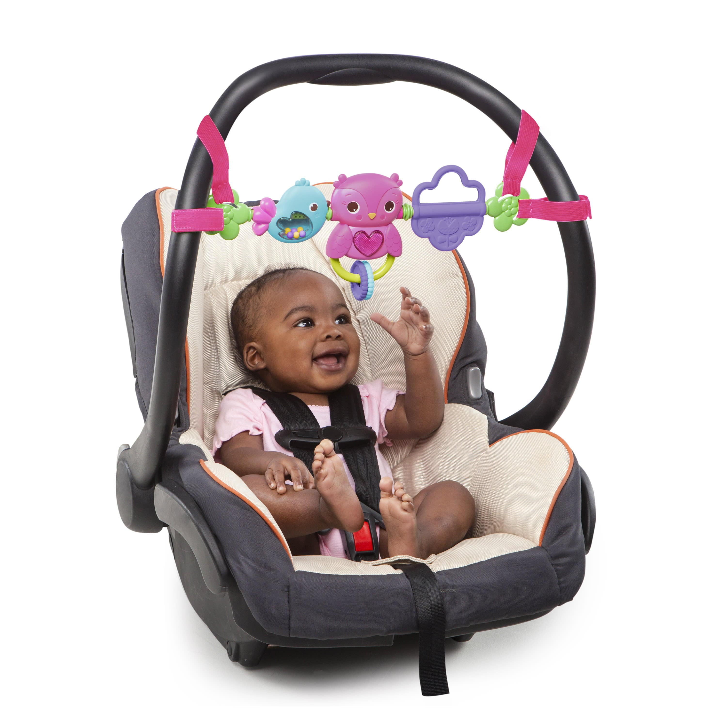 Bright Starts Busy Birdies Carrier Toy Bar Musical Take-Along Toy with Lights， Ages Newborn +