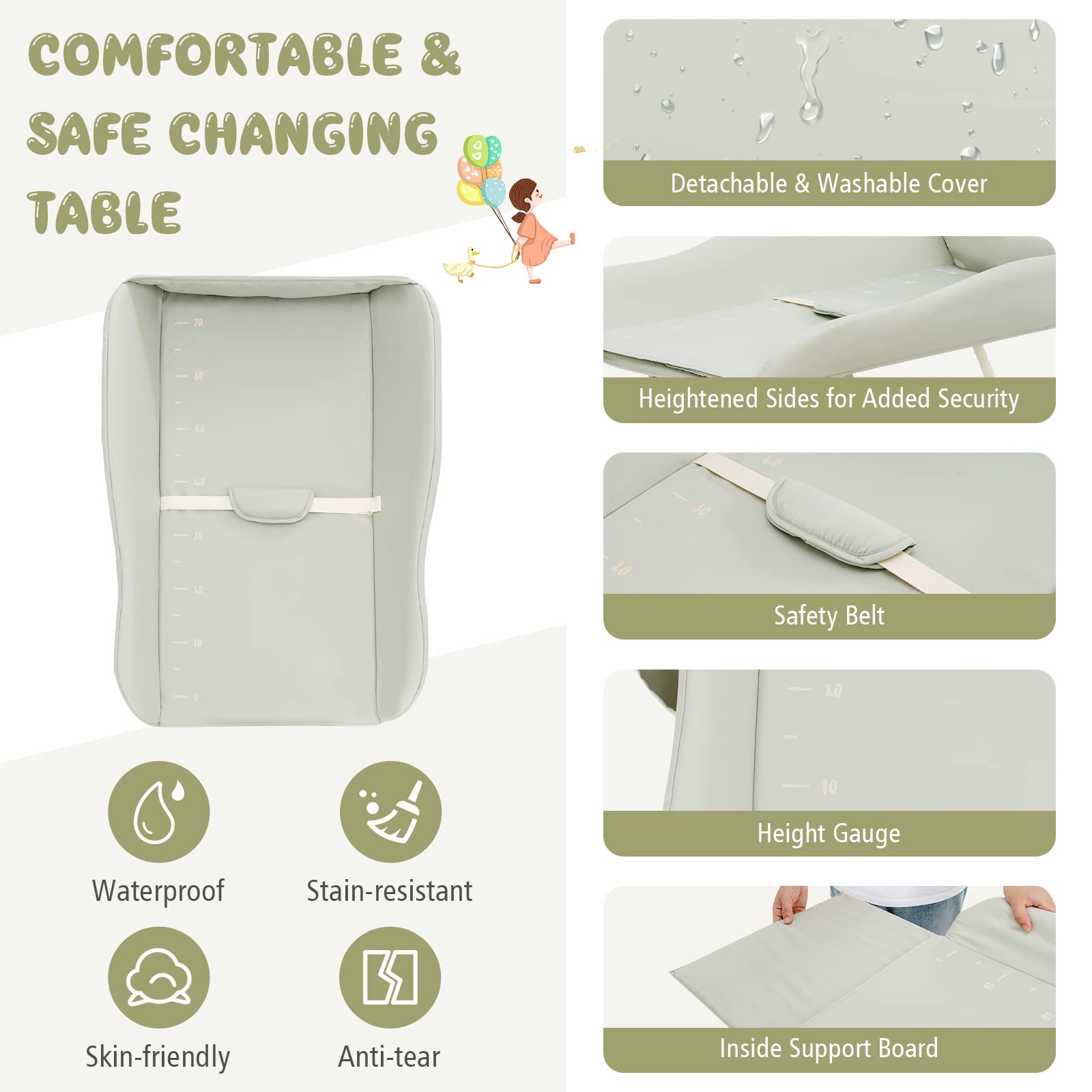 Costzon Portable Baby Changing Table, Foldable Diaper Changing Station