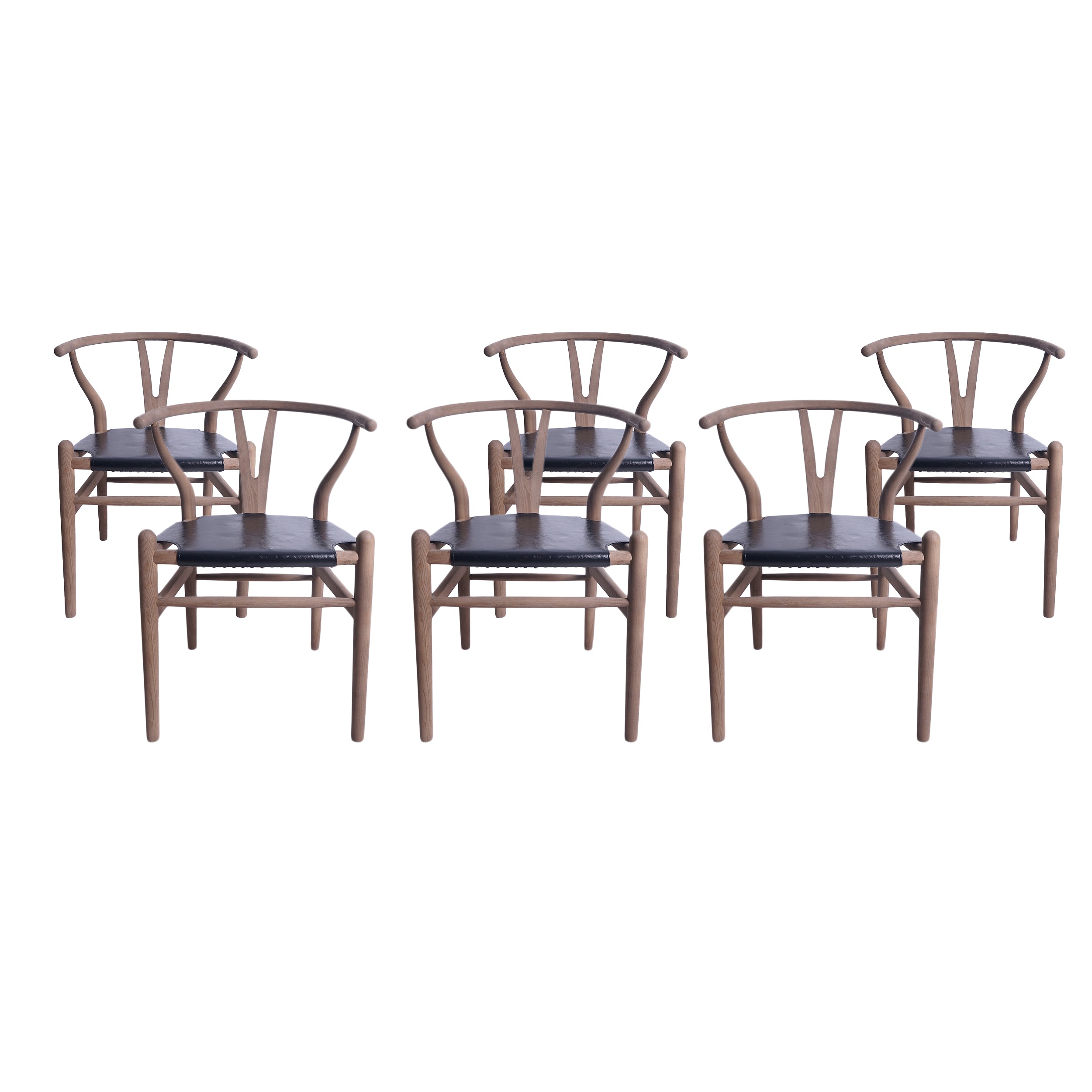 Quince Mid Century Boho Ash Wood Dining Chairs, Set of 6