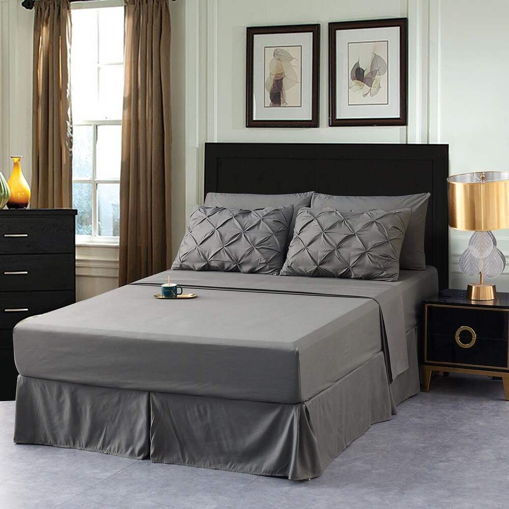 Dark Gray Pintuck Comforter Set Pinch Pleated Bed in A Bag