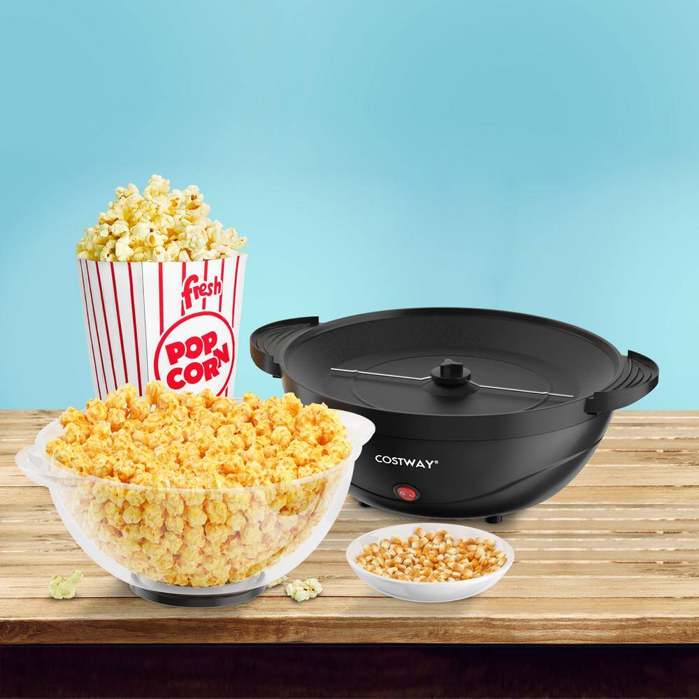 Costway 850W 6QT Black Oil Stirring Popcorn Machine Popcorn Popper Maker wNonstick Plate FP10060US-DK