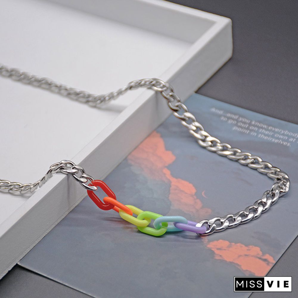 Rainbow Chain Titanium Steel Necklace