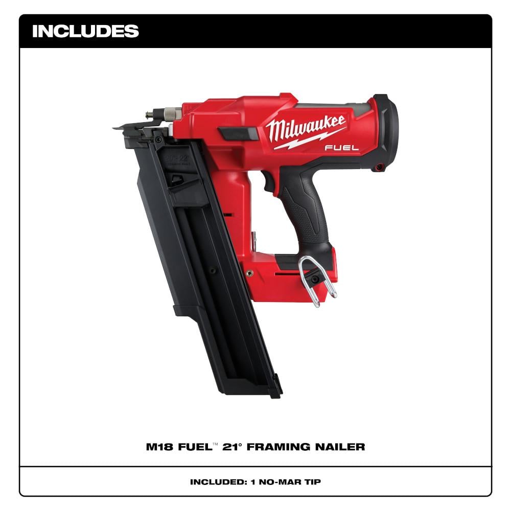 Milwaukee M18 FUEL 3-1/2 in. 18-Volt 21-Degree Lithium-Ion Brushless Cordless Nailer w/Tower Light, Two 6Ah HO Batteries 2744-20-2131-20-48-11-1862