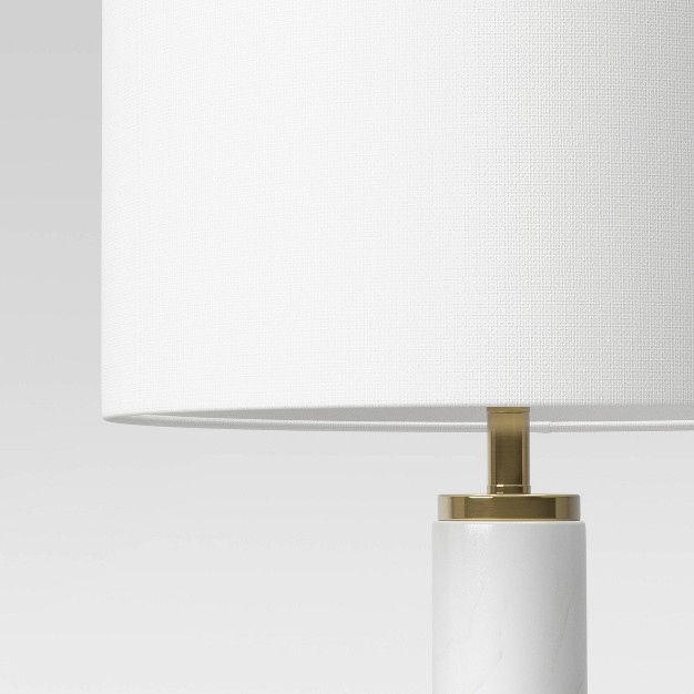 Faux Marble Stick Table Lamp White