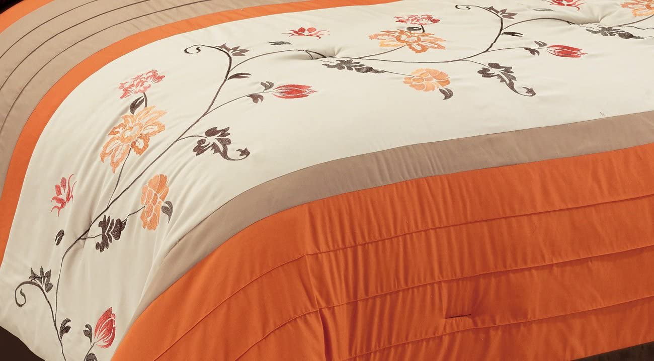 Chezmoi Collection Chezmoi Collection Contemporary 7 Piece Comforter Sets Queen with Comforter and Shams and Bed Skirt and Decorative Pillows and Breakfast Cushion